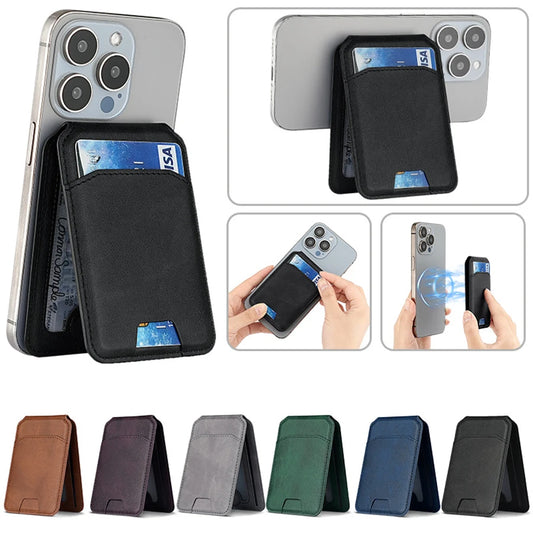 Card Wallet Phone Stand PU Leather Magnetic Card Holder Phone Cases Bracket Stand with Kickstand for IPhone 13/14/15/16
